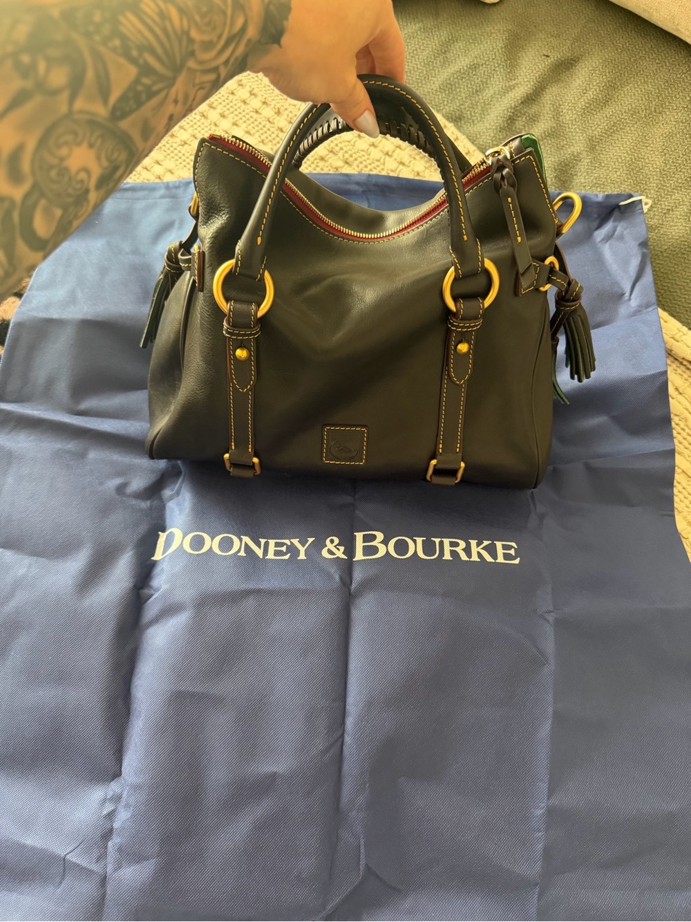 Dooney & Bourke Navy Large Florentine Satchel - Picture 6 of 11